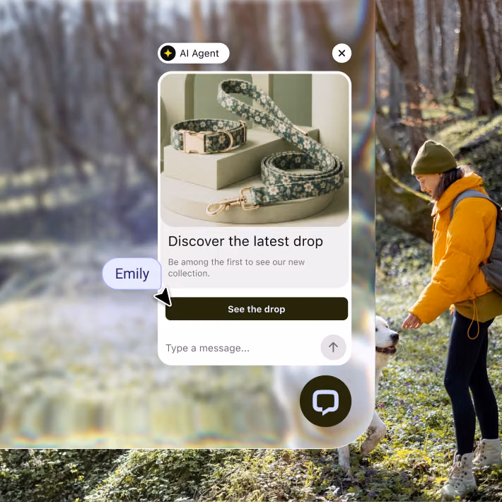 Proactive AI Agent campaign inviting a storefront visitor to see the latest collection