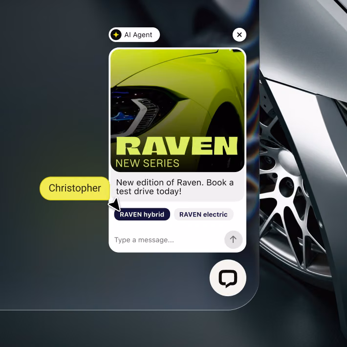 Proactive AI Agent campaign inviting a visitor to book a test drive for a new car model