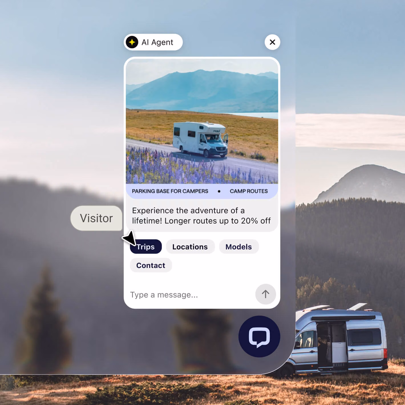 Webflow live chat widget greeting a visitor with a free consultation offer