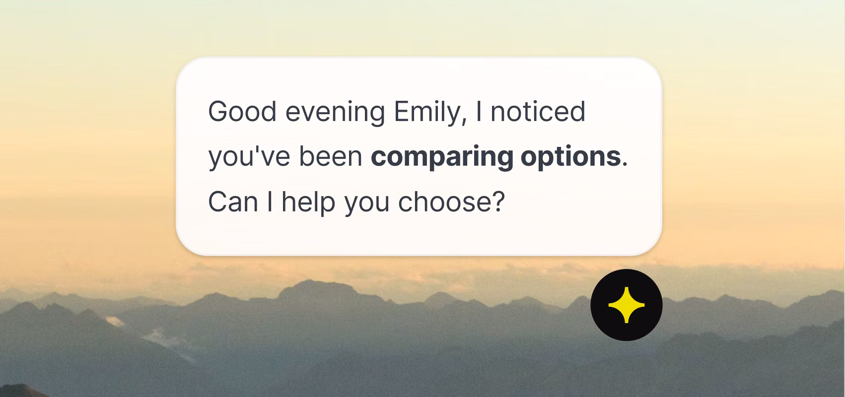 AI Agent proactively messaging a website visitor who has been comparing options