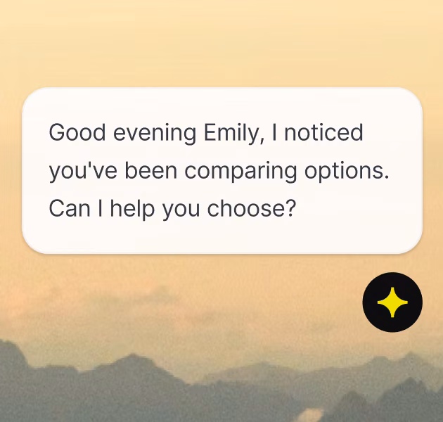 AI Agent proactively messaging a website visitor who has been comparing options