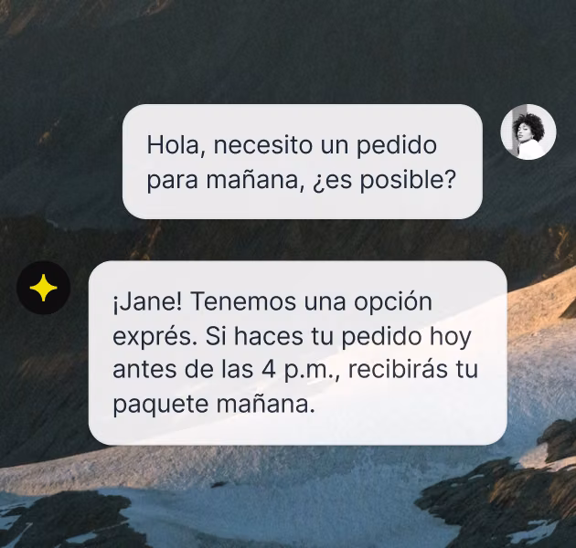 Chat widget conversation in Spanish with the AI Agent replying automatically in the customer's language