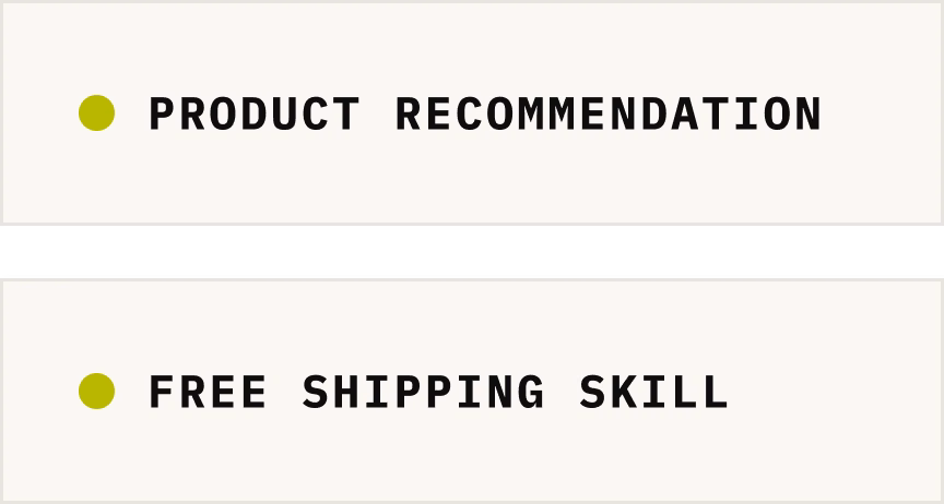 Product recommendation and free shipping skill cards