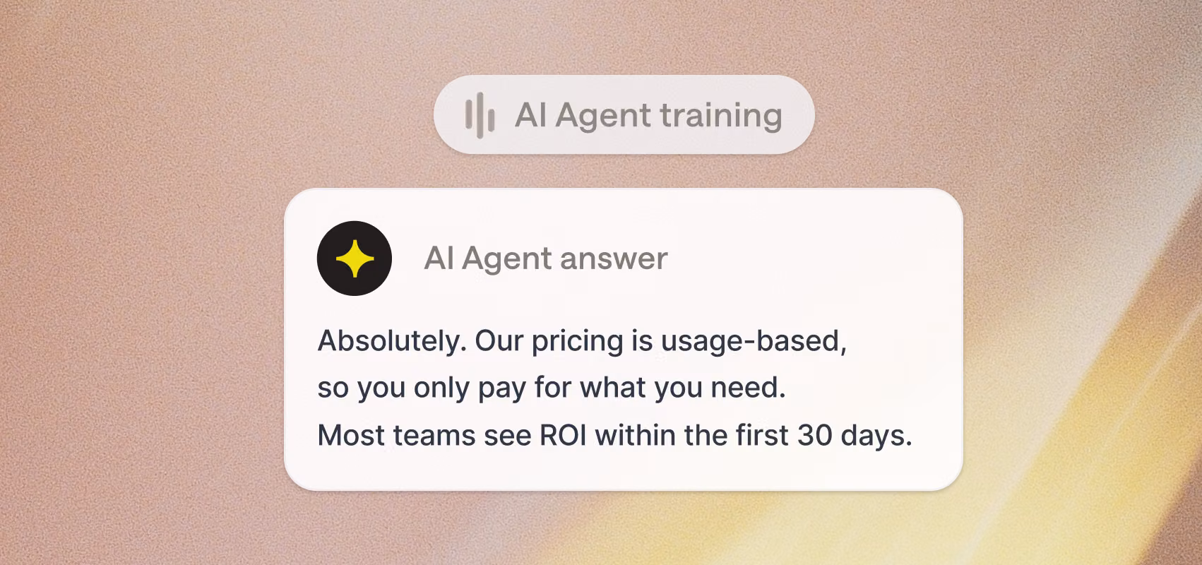AI Agent training answer about usage-based pricing generated from a connected knowledge source