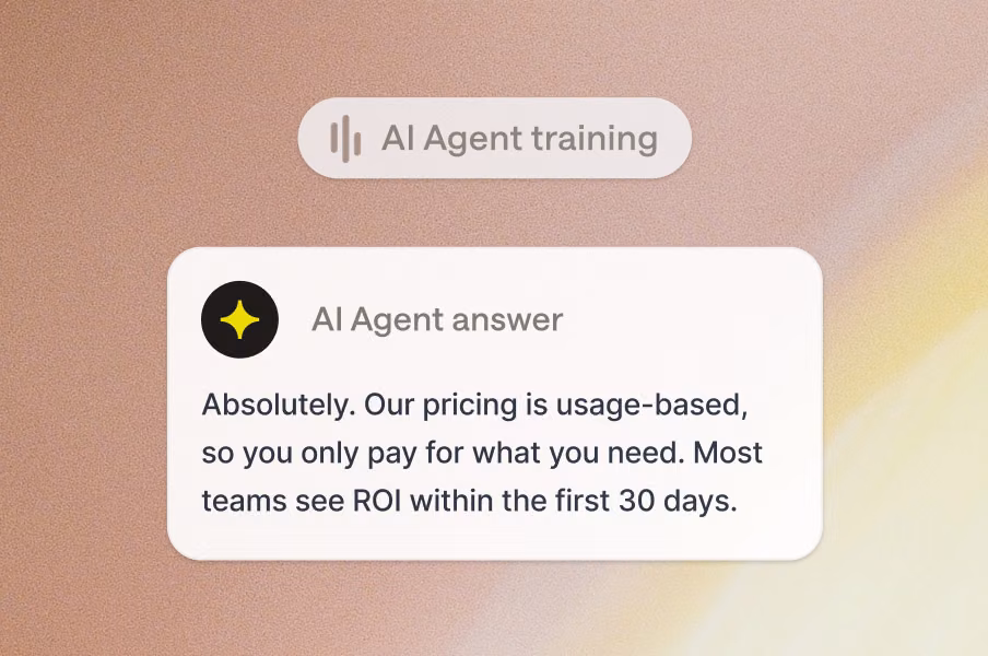 AI Agent training answer about usage-based pricing generated from a connected knowledge source