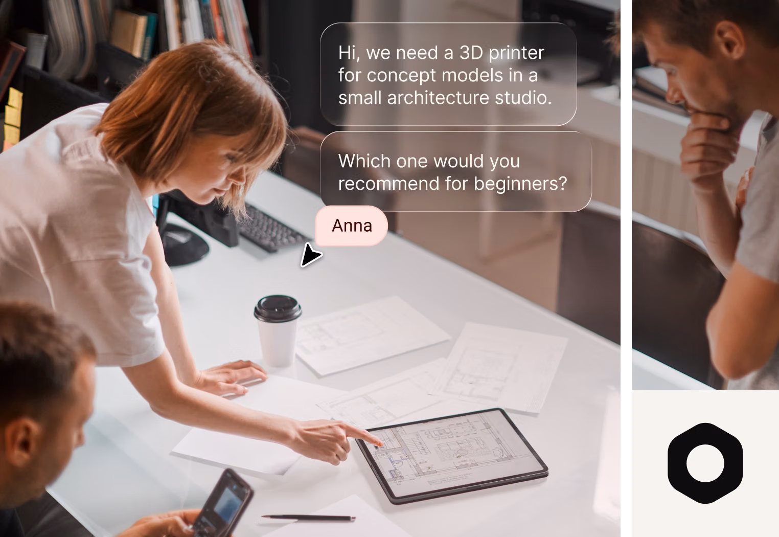 AI Agent recommending 3D printers from a live Medusa catalog, with product cards and pricing
