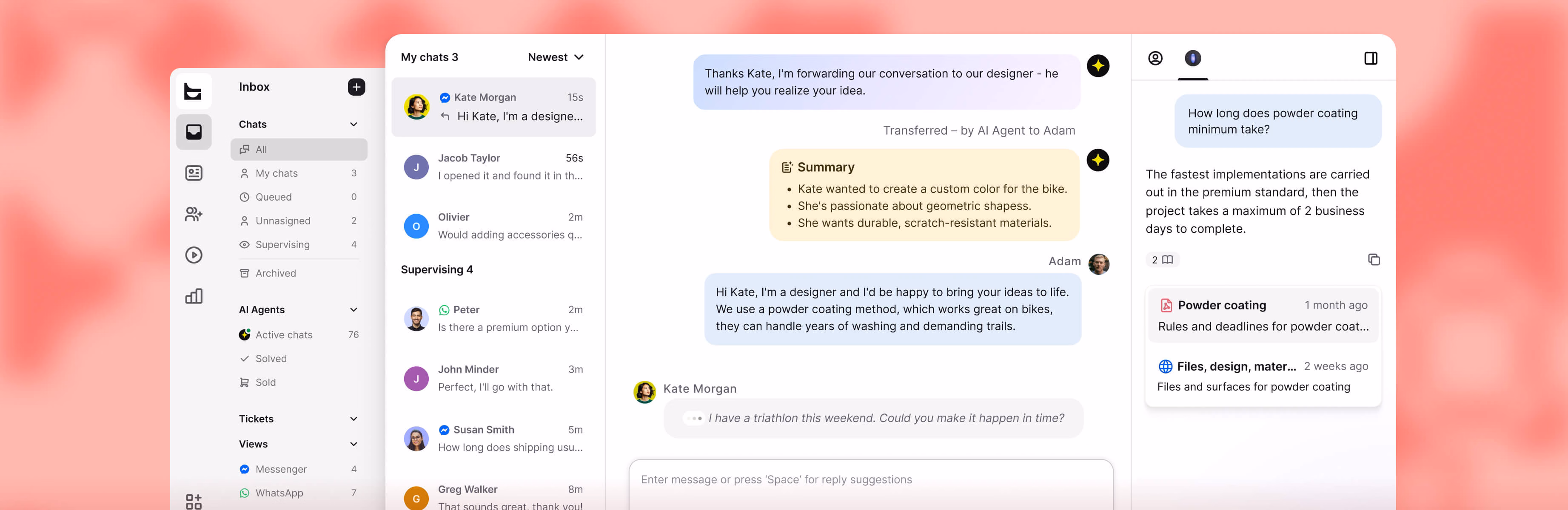 Omnichannel inbox for Shopify customer service with chats from Messenger and WhatsApp