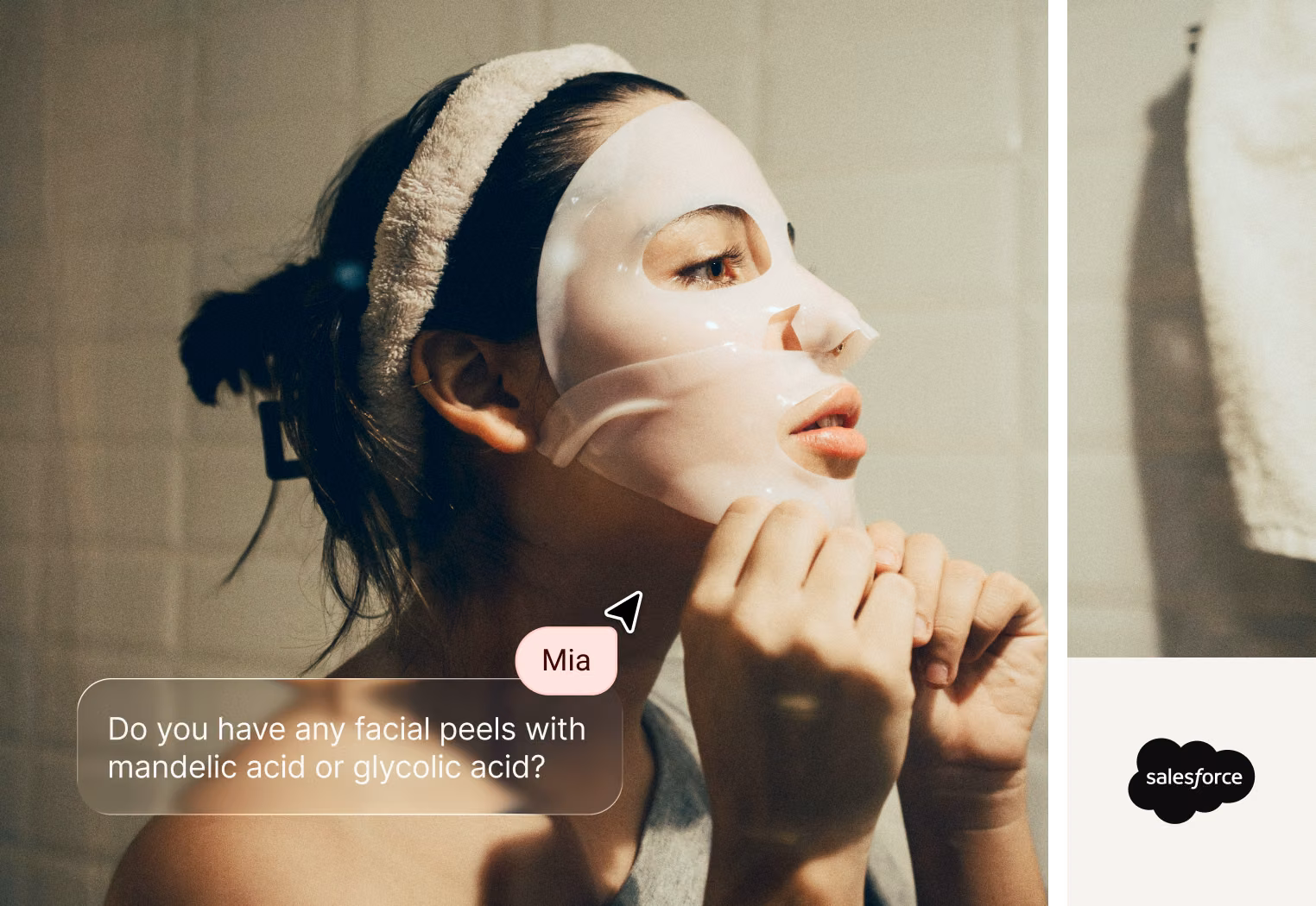 AI Agent recommending YARO mandelic and glycolic acid peels from a live Salesforce Commerce Cloud catalog