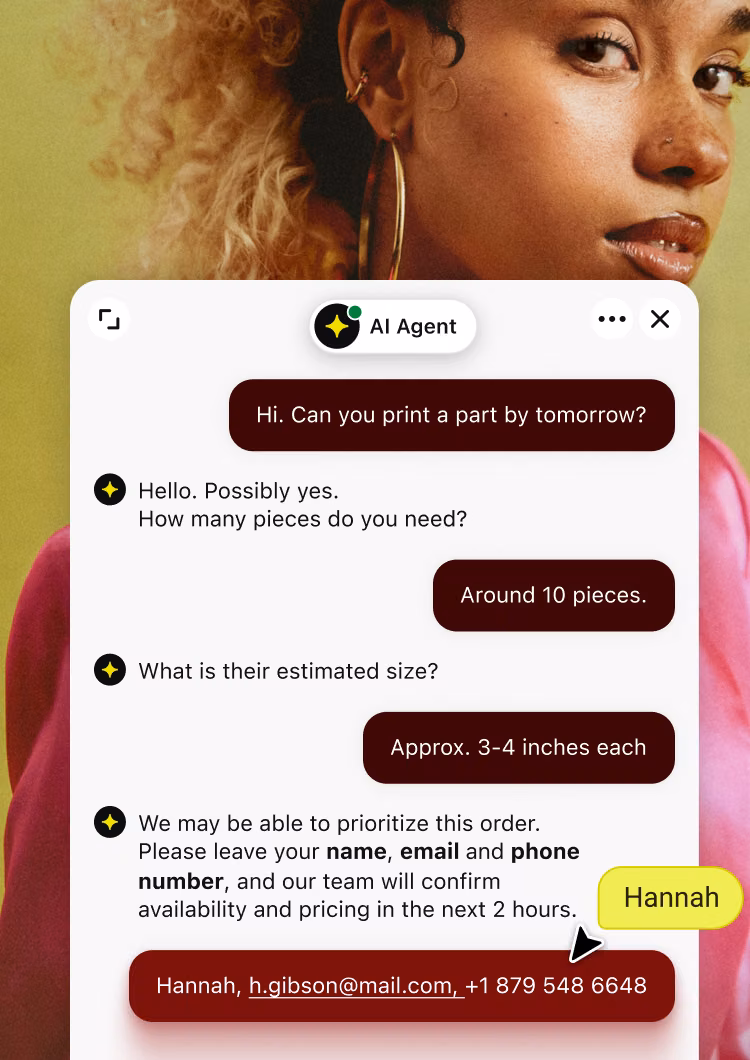 AI Agent qualifying a visitor on an SAP Commerce Cloud storefront