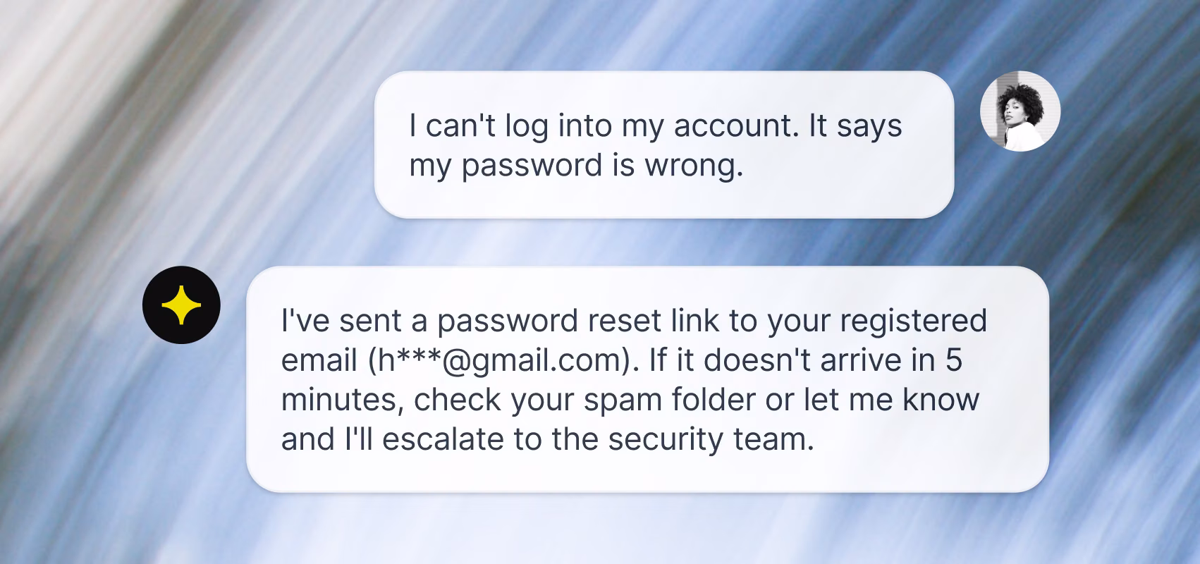 AI Agent automatically resolving a password reset request by sending a reset link without human involvement