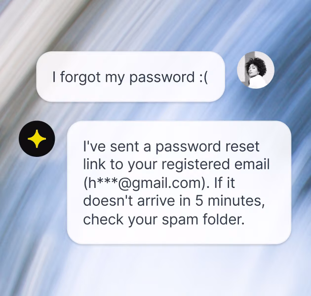 AI Agent automatically resolving a password reset request by sending a reset link without human involvement