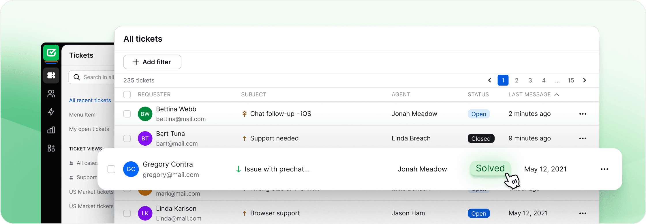 HelpDesk app view