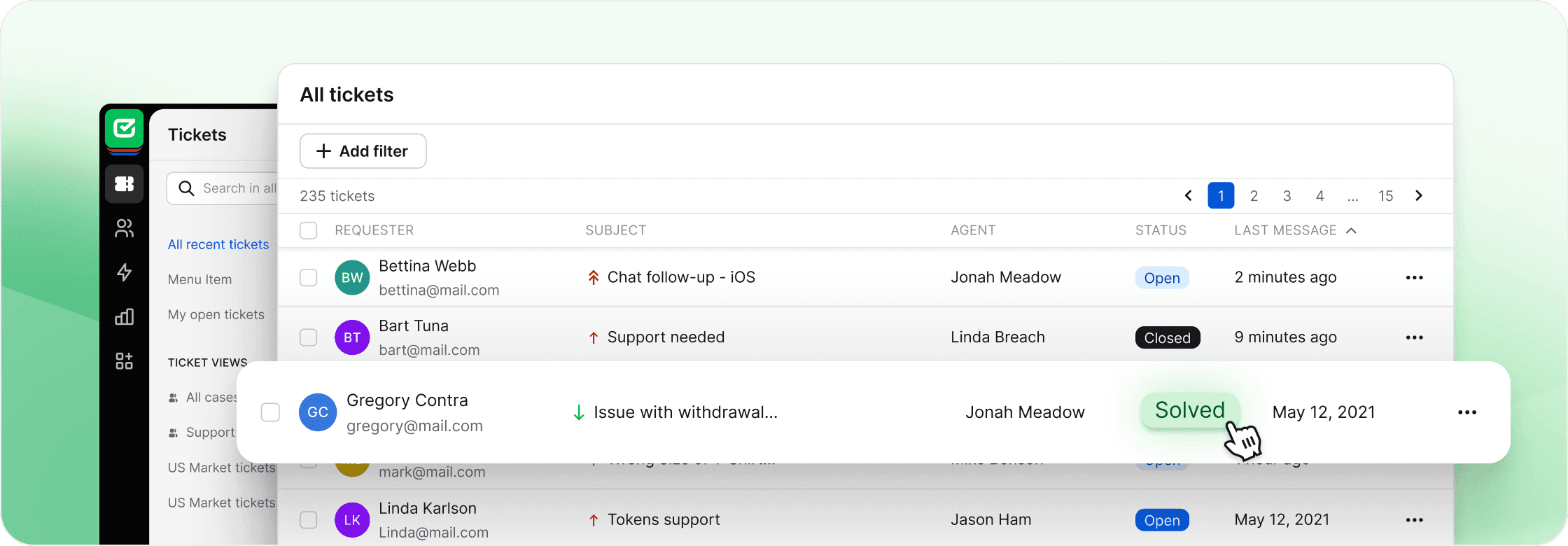 HelpDesk app view