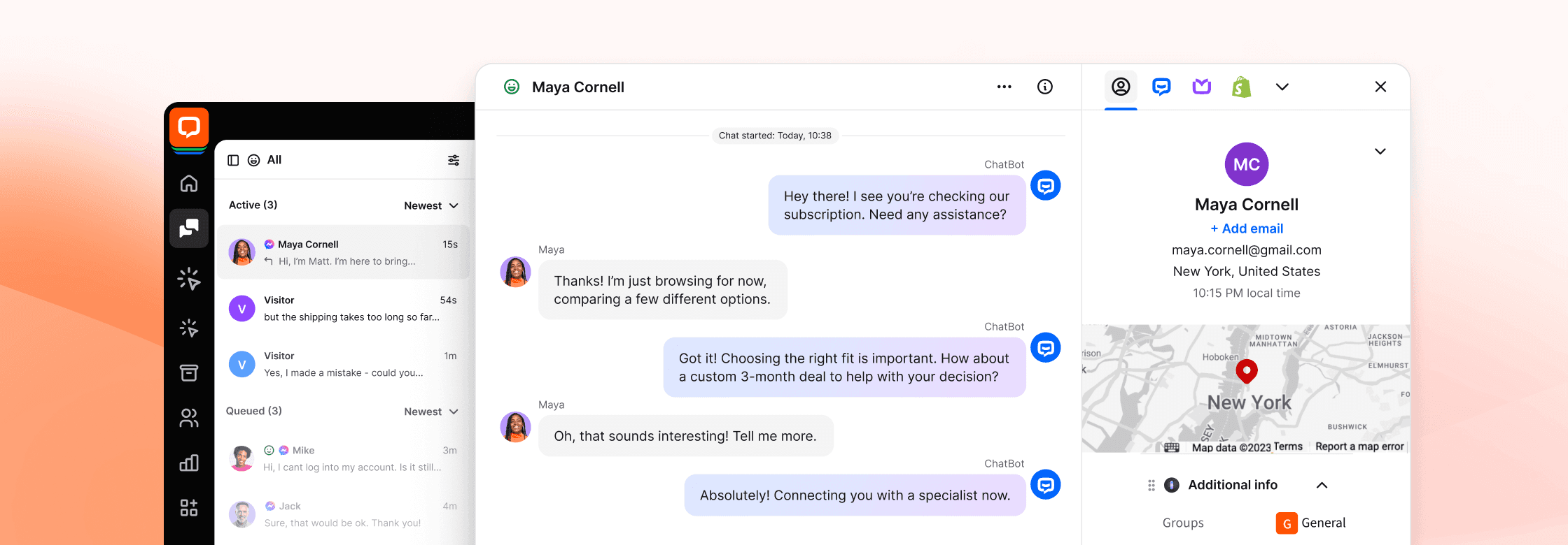 LiveChat app view