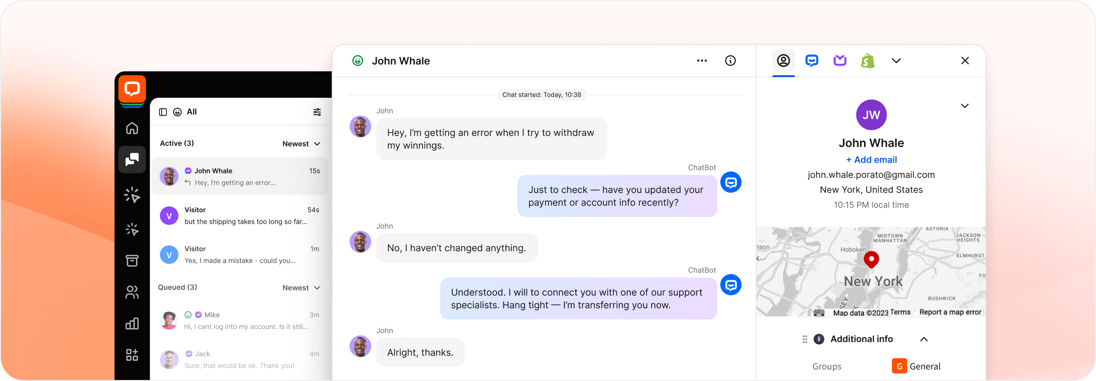 LiveChat app view