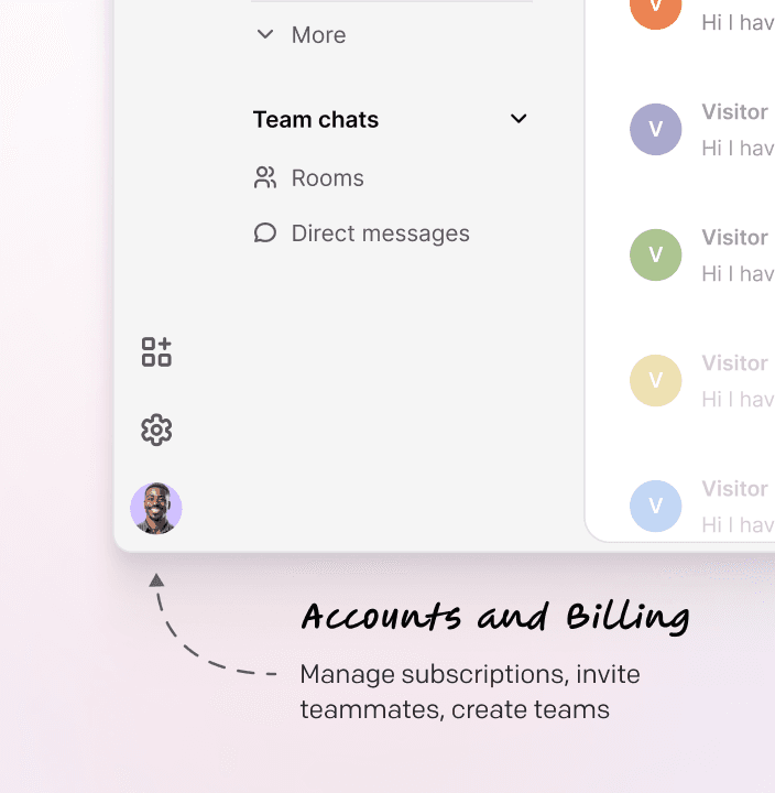 Accounts and billing section in the Text App for managing subscriptions