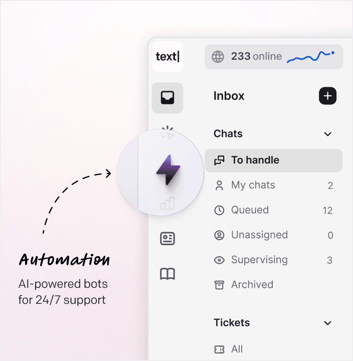 LiveChat Copilot, built within the app, assists your team by providing accurate answers.