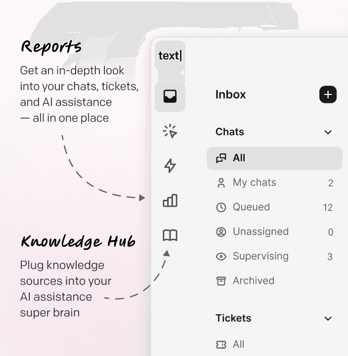 Reports section in the Text App and Knowledge Hub that powers your AI assistance.