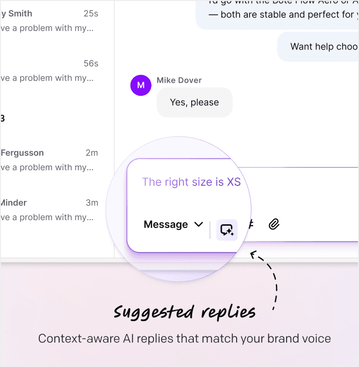 Ticketing system built inside Text App for a smooth customer service workflow.