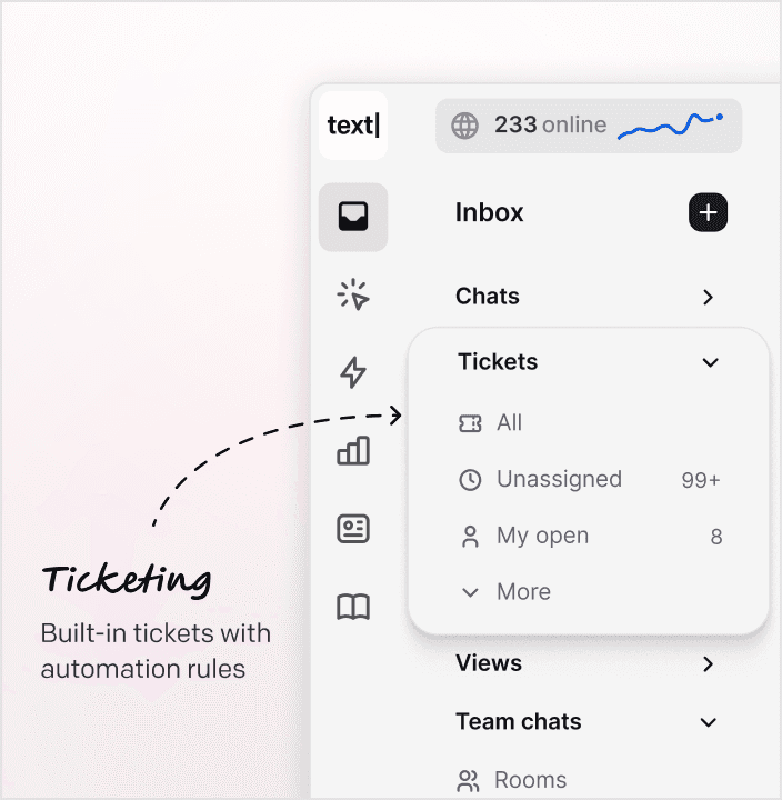 Chats section in the Text App for all conversations, live or archived.