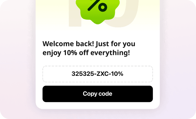 Text App Campaign with a discount code for everything