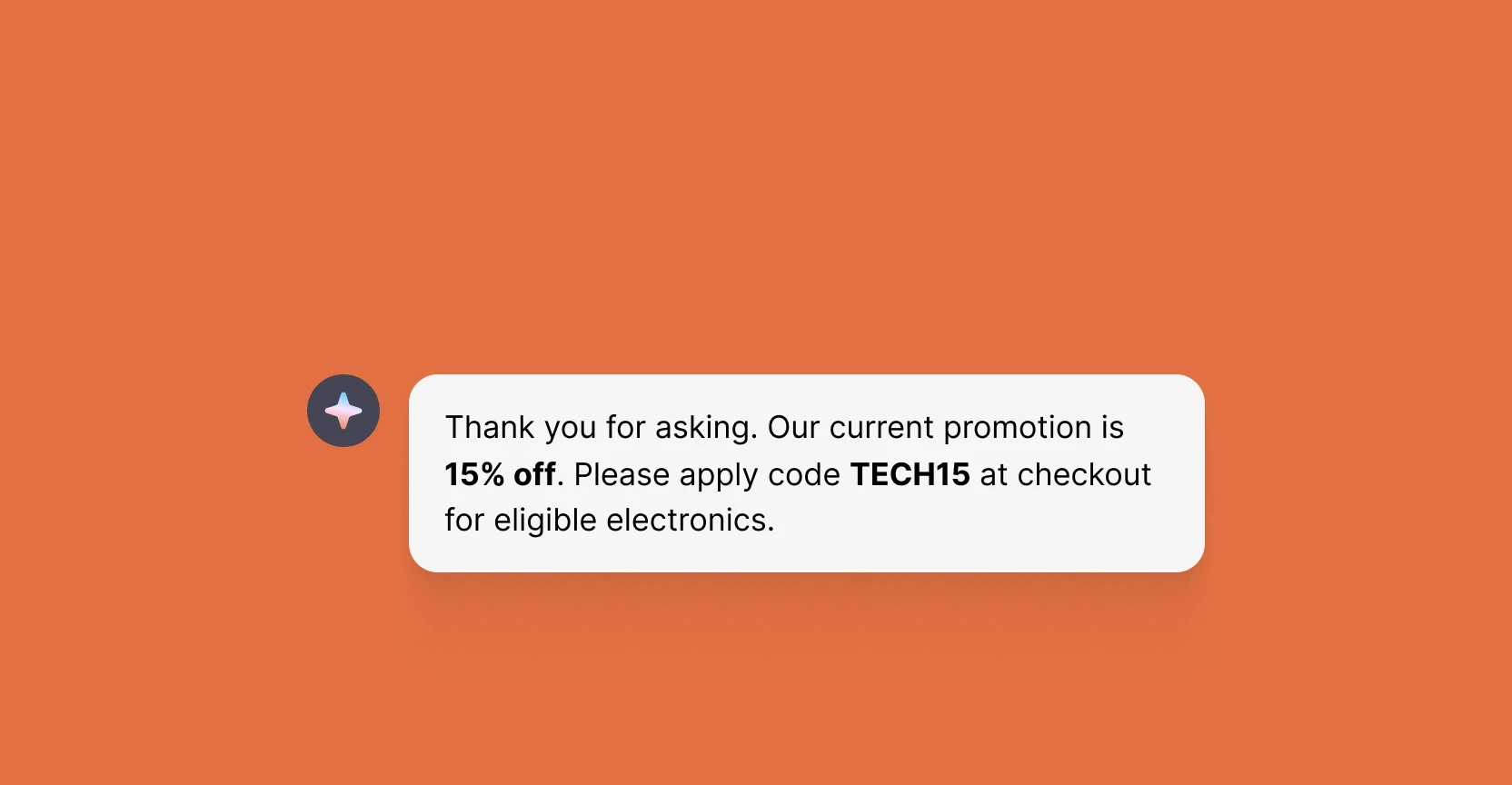 A Text interface showing an AI agent generating an on-brand customer message with adjustable tone settings, illustrating how AI agents support customer service automation while maintaining brand consistency.