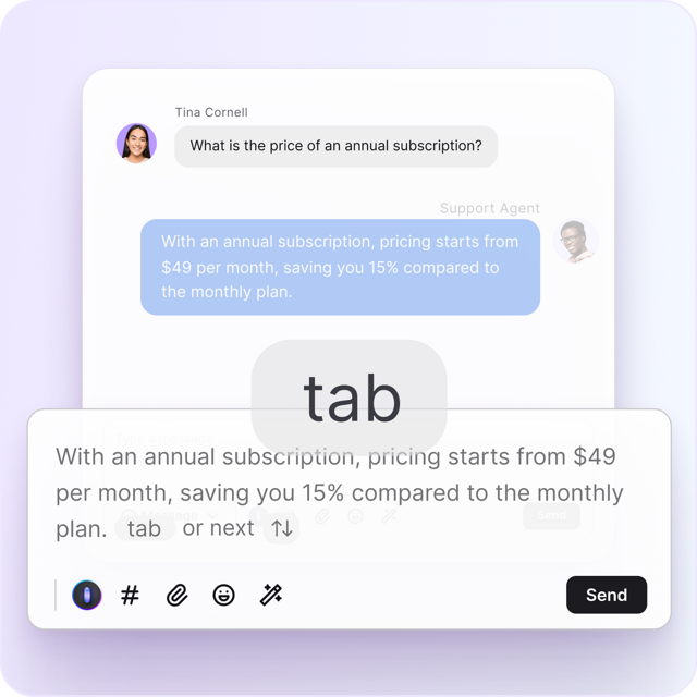 Let AI canned response suggestions ease your work.