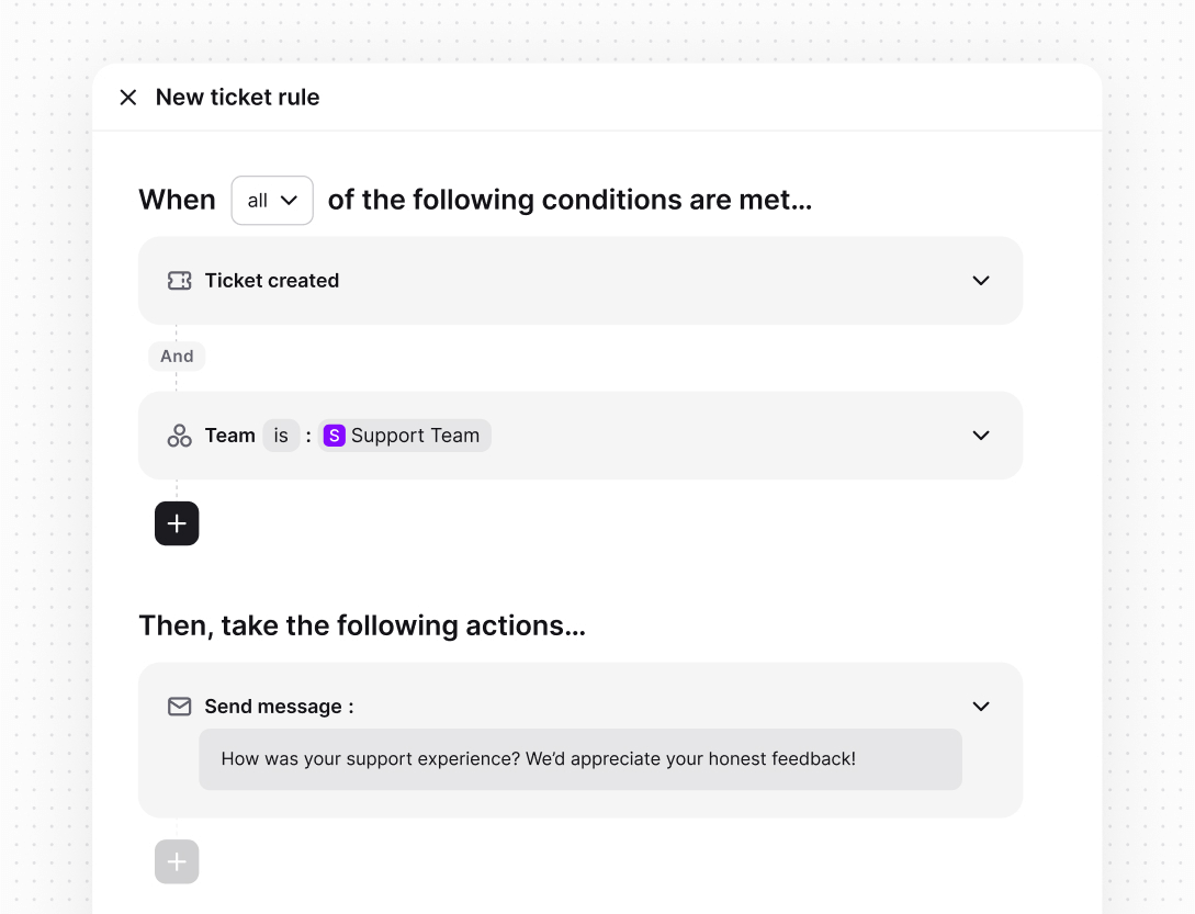 Intelligent automations in Text App for automated follow-ups