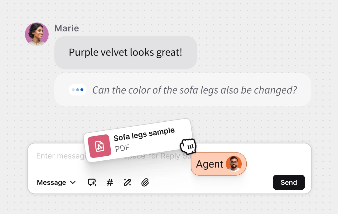 Screenshot of the Text App message box displaying a message sneak peek, showing a preview of an incoming customer message.