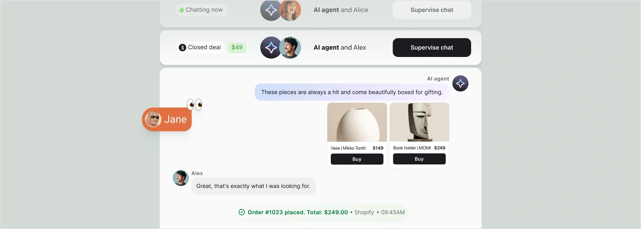 Human supervision of customer service and sales AI conversations