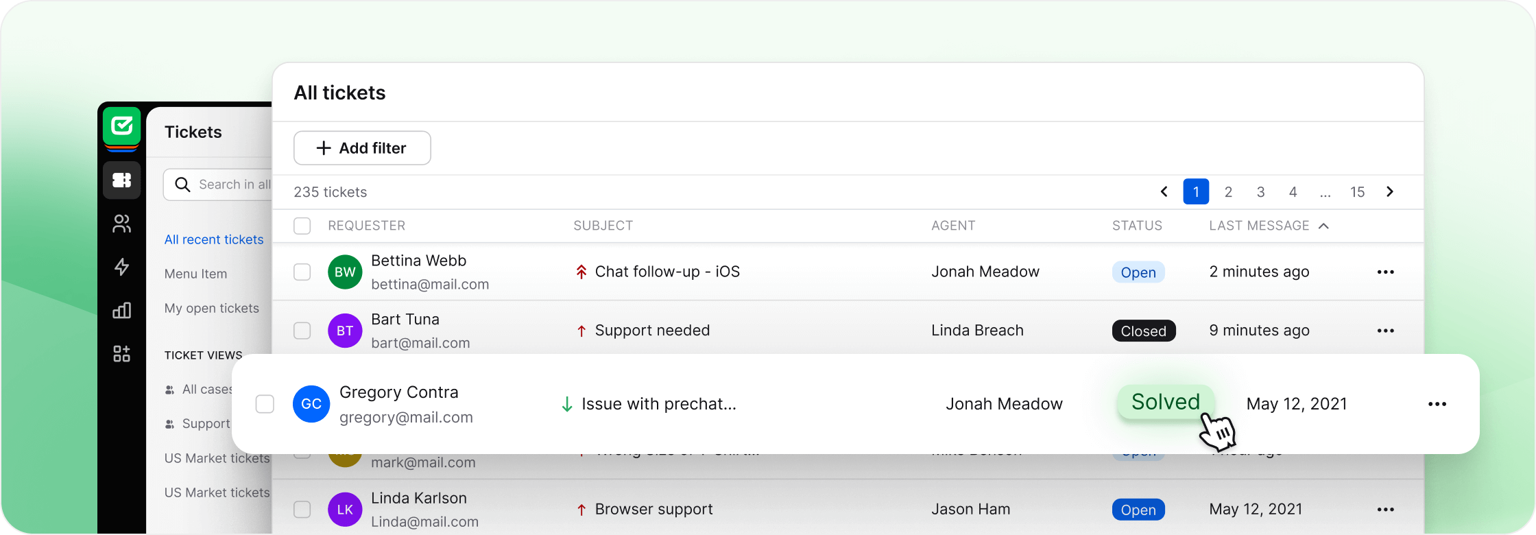 HelpDesk app view