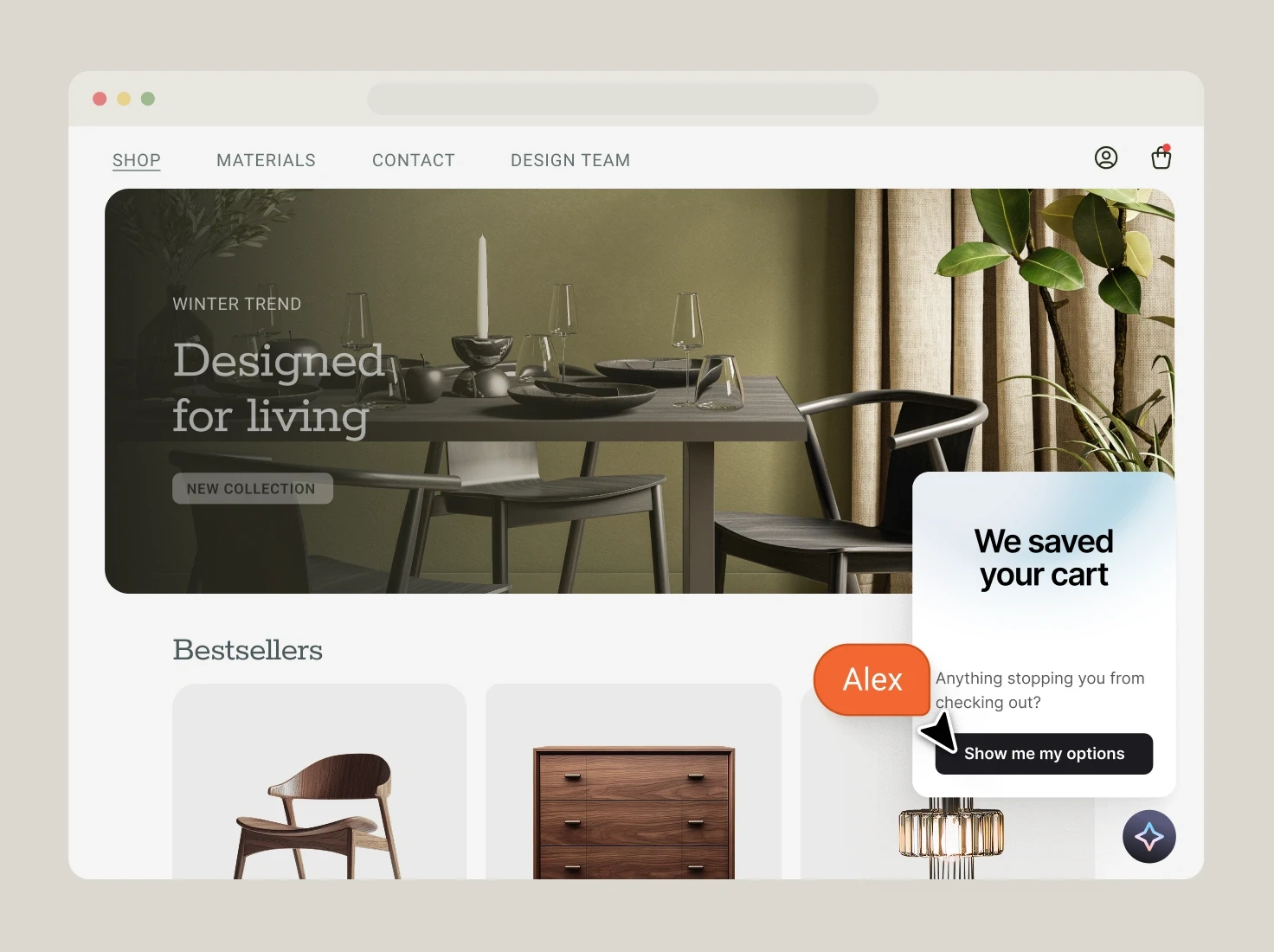 Text AI customer service platform recovering an abandoned Shopify cart