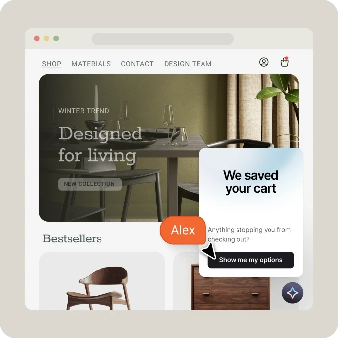 Text AI customer service platform recovering an abandoned Shopify cart