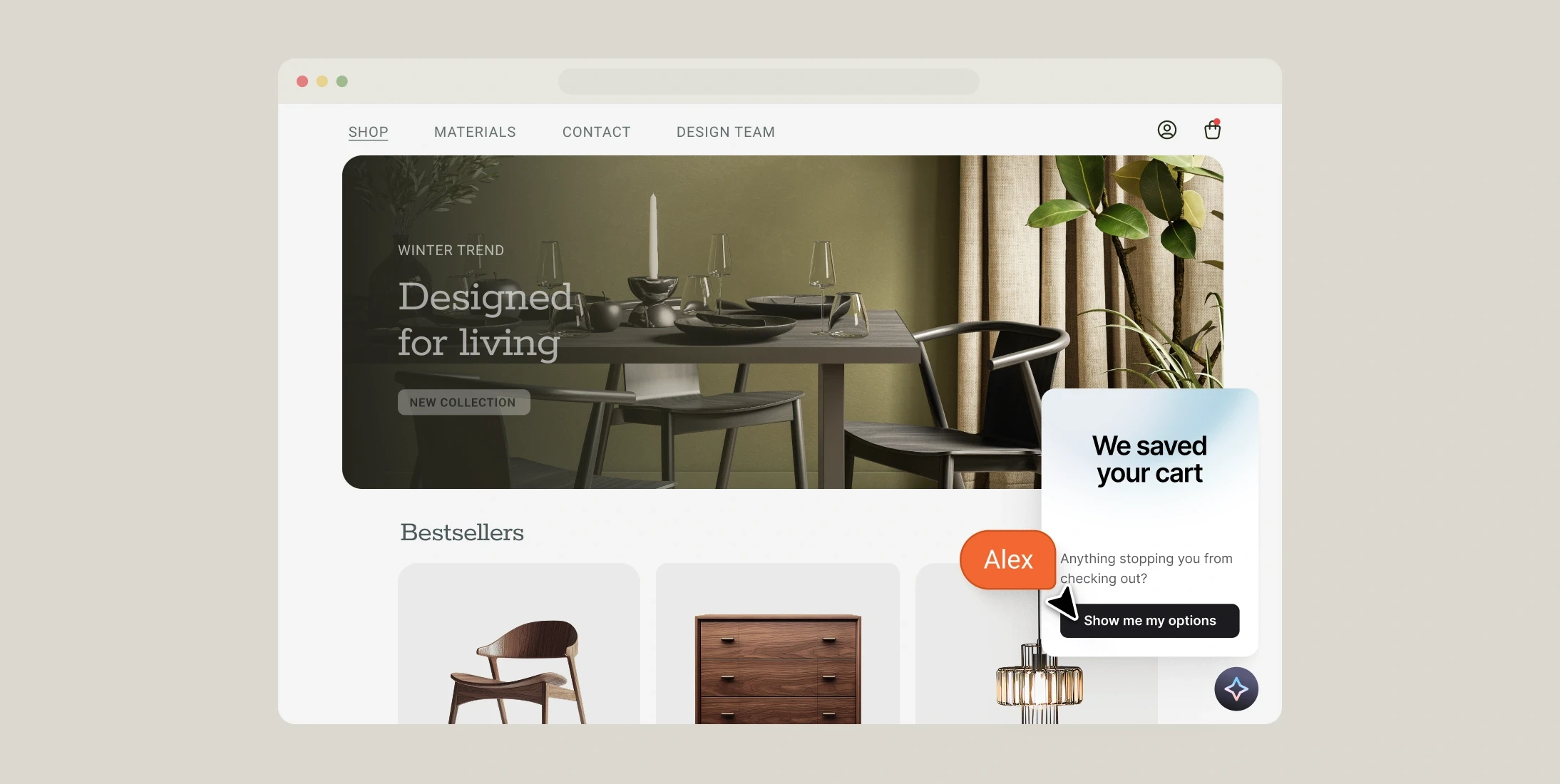 Text AI customer service platform recovering an abandoned Shopify cart