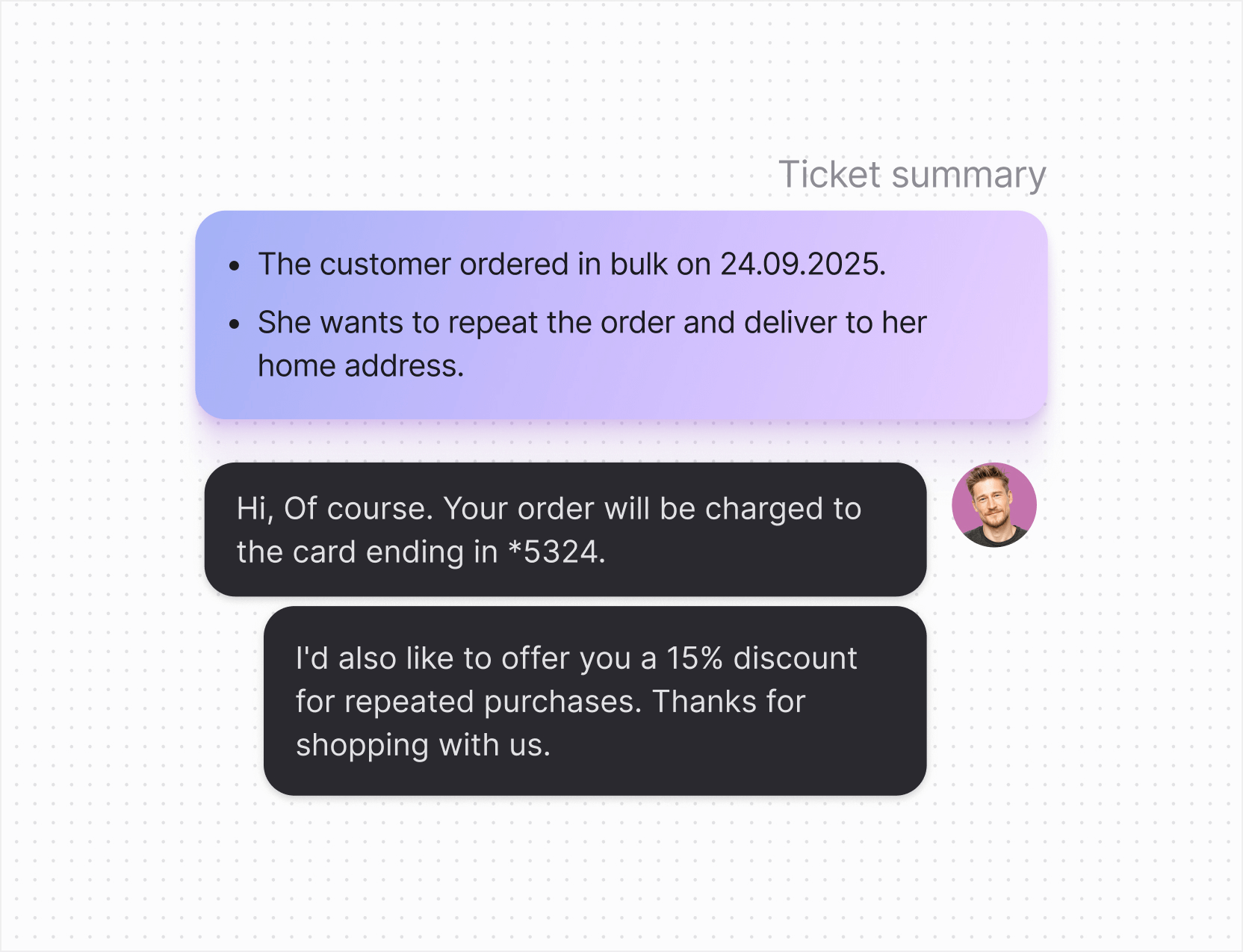 AI help desk in Text App for software