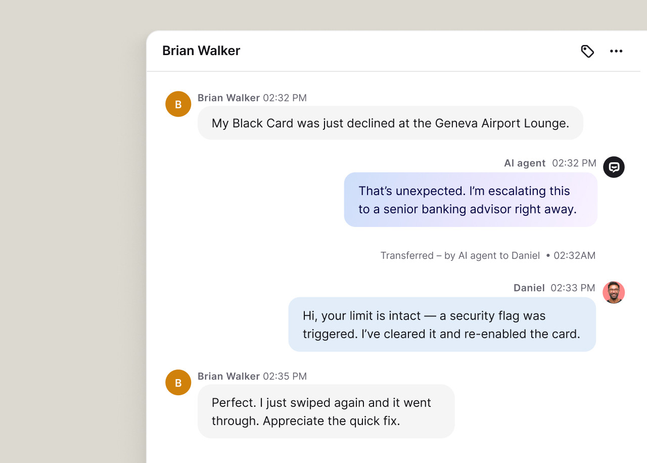 Text AI agent absorbing volume growth while the team stays focused on complex issues.