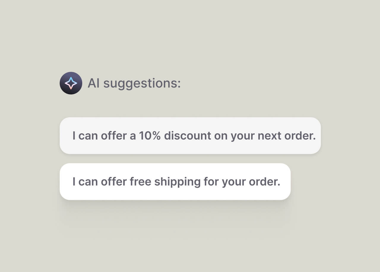 Text AI agent or Copilot feeding product recommendations to agents during support so they can sell without pitching.